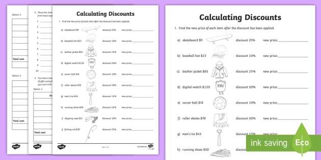 computing discounts worksheet answers key computing discounts worksheet answers key