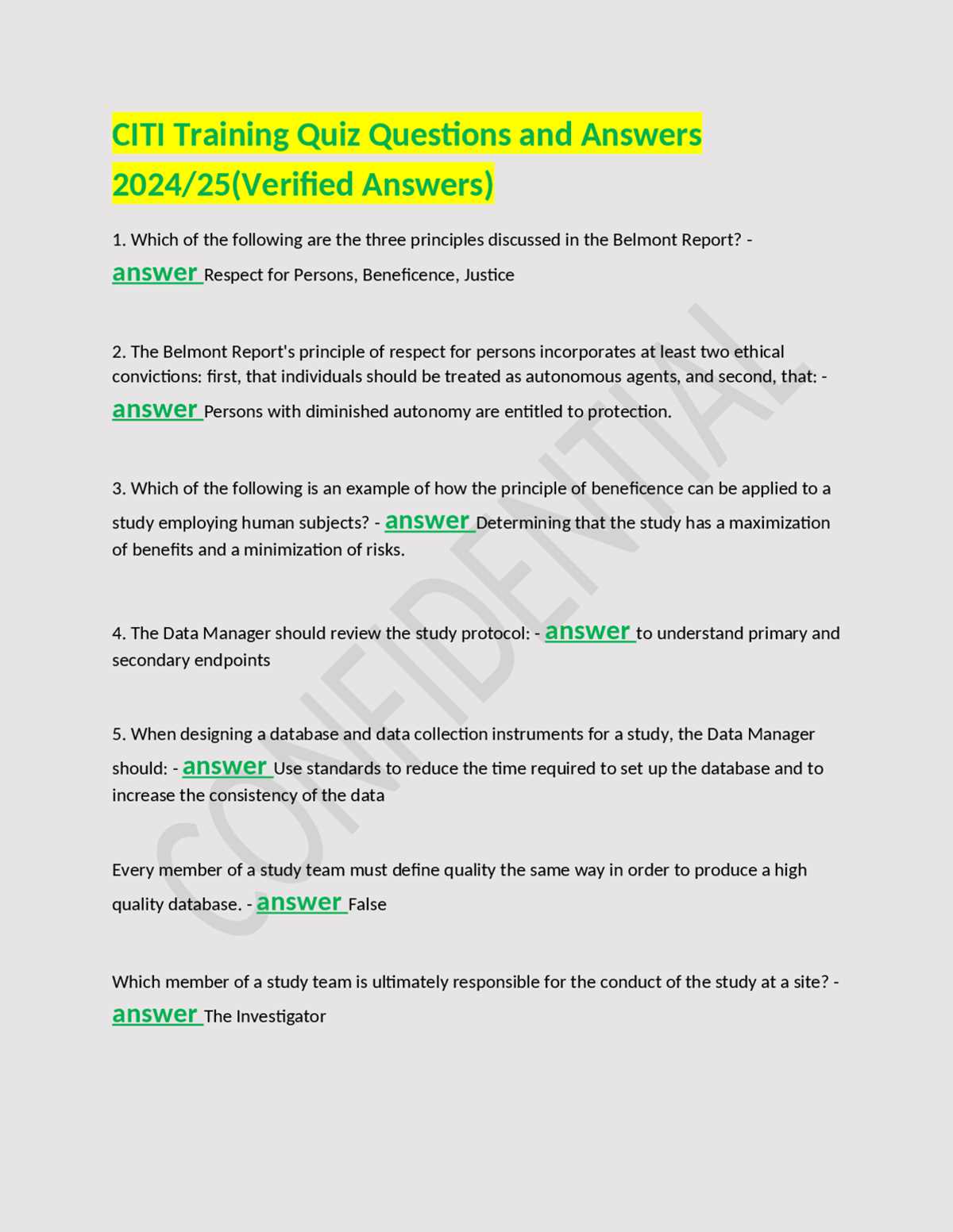 citi program answer key