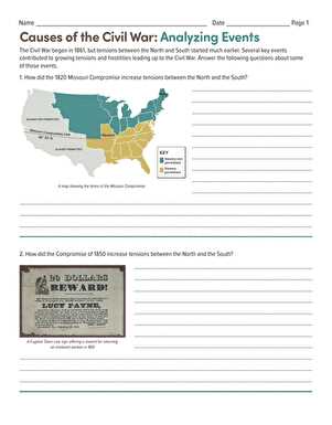 civil war causes worksheet answers key