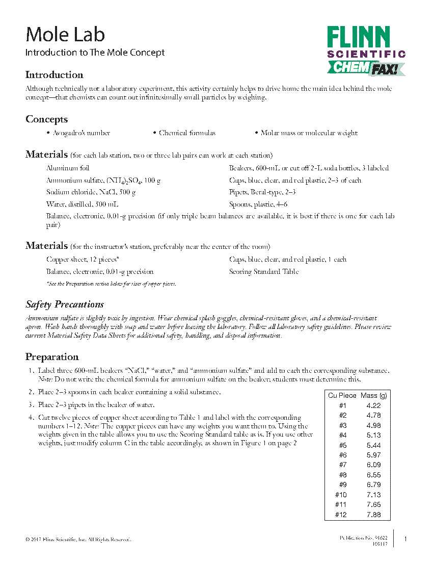 answer key mole worksheet chemistry