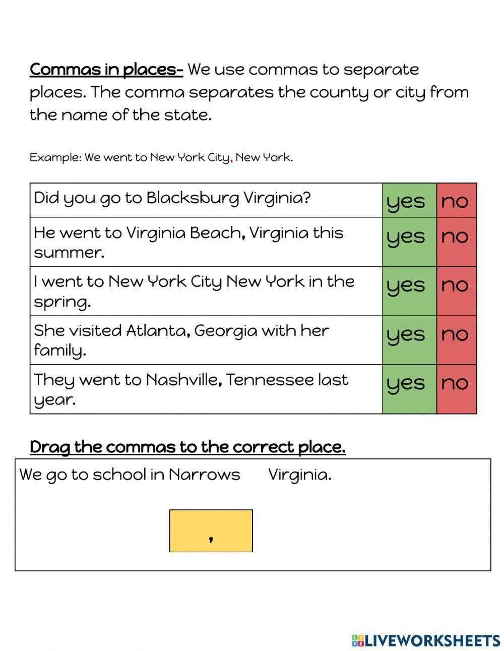 comma packet answer key