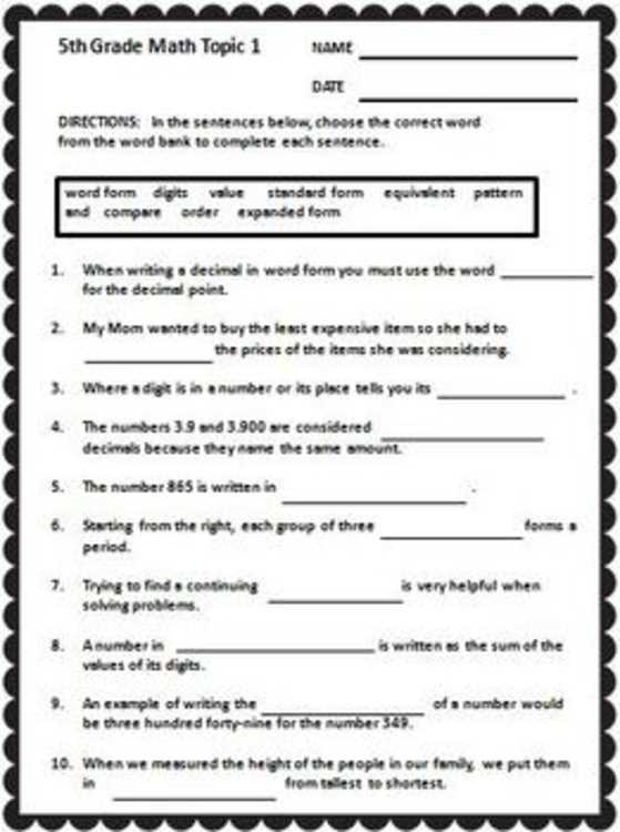 common core envision math fifth grade answer key