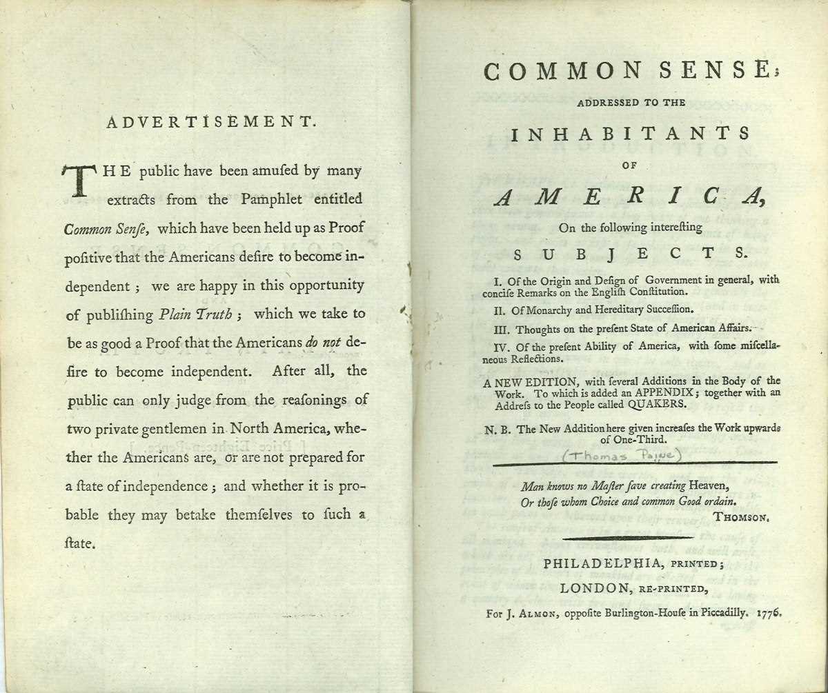 common sense by thomas paine answer key