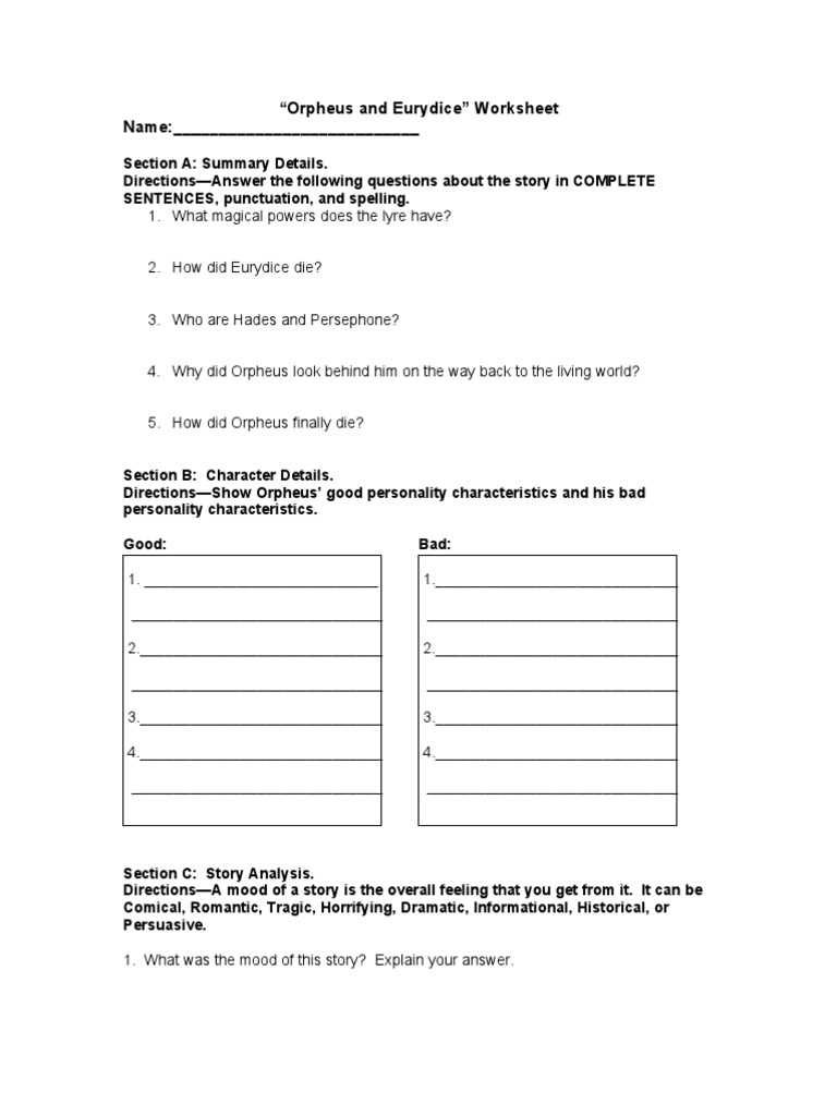 commonlit orpheus and eurydice answer key