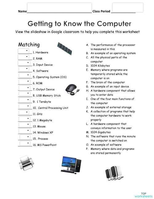 computer basics worksheet section 4 answer key