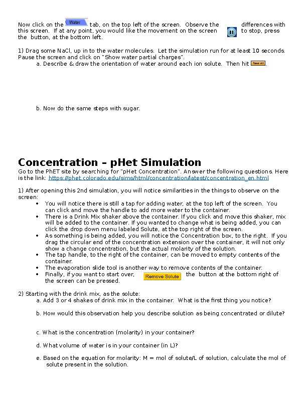 concentration phet chemistry labs answer key