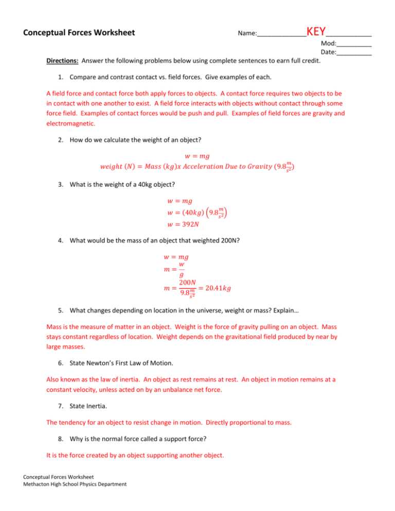 conceptual physical science 6th edition answer key