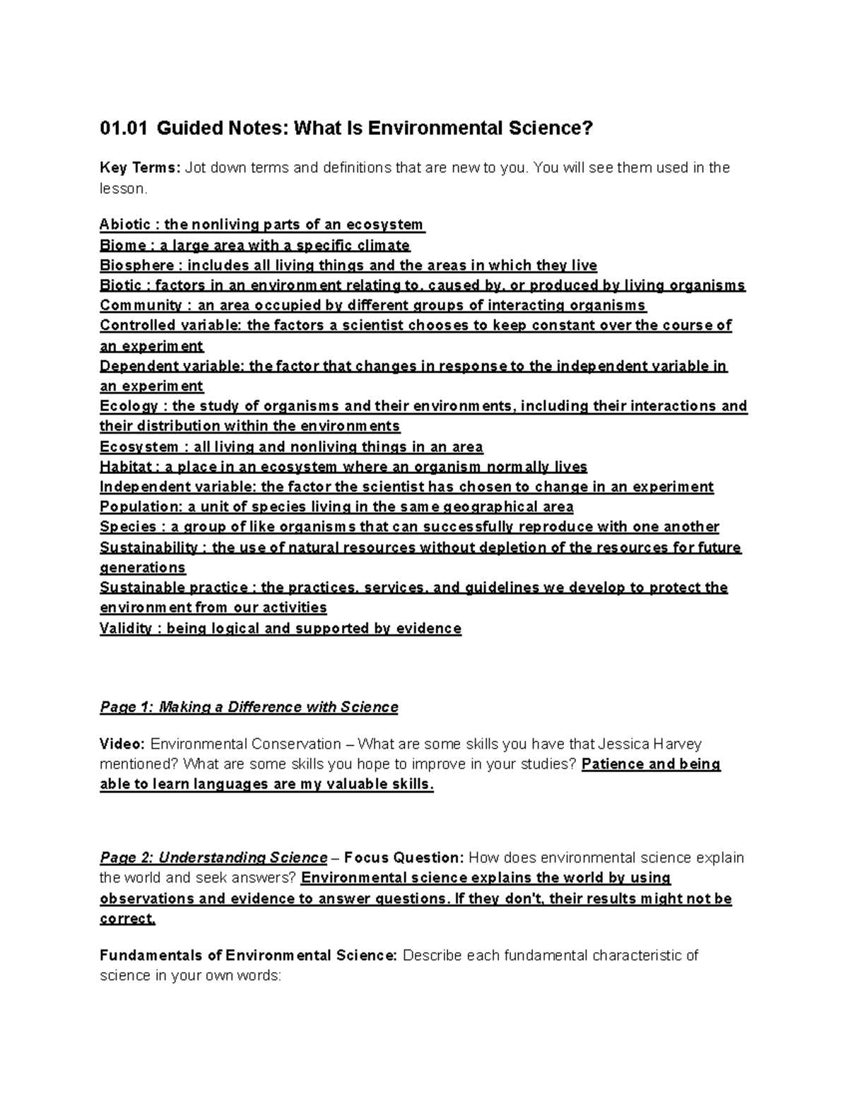 content vocabulary lesson 1 understanding science answer key