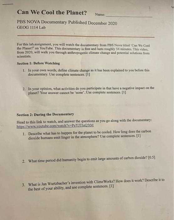 cool it lab answer key