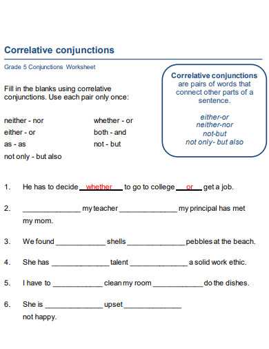 correlative conjunctions worksheets with answer key correlative conjunctions worksheets with answer key