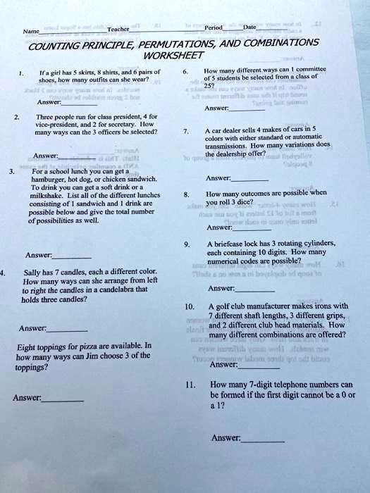 counting principle permutations and combinations worksheet answer key counting principle permutations and combinations worksheet answer key