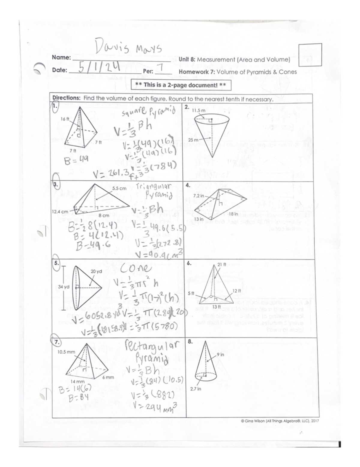 course 3 chapter 8 volume and surface area answer key