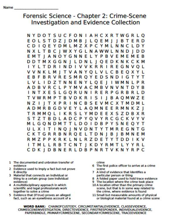 crime scene basics worksheet 2 answer key