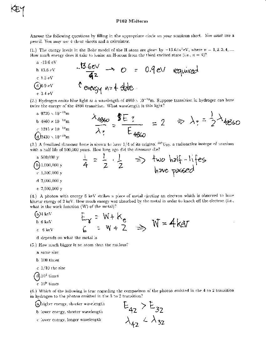 physics midterm review answer key