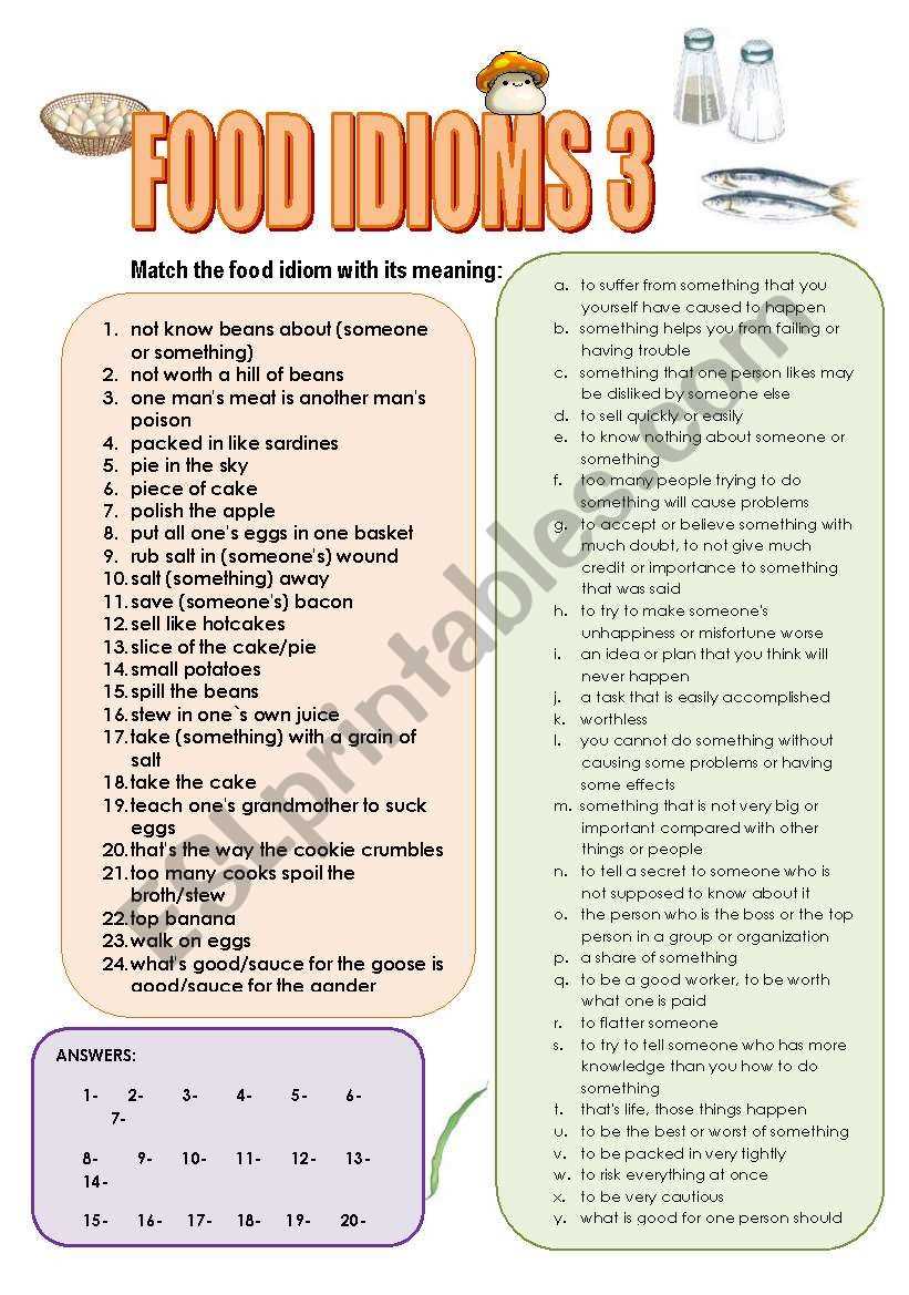 idioms test 1 answer key