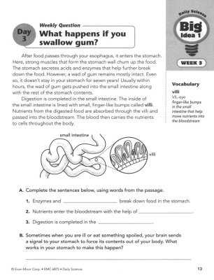 daily science answer key