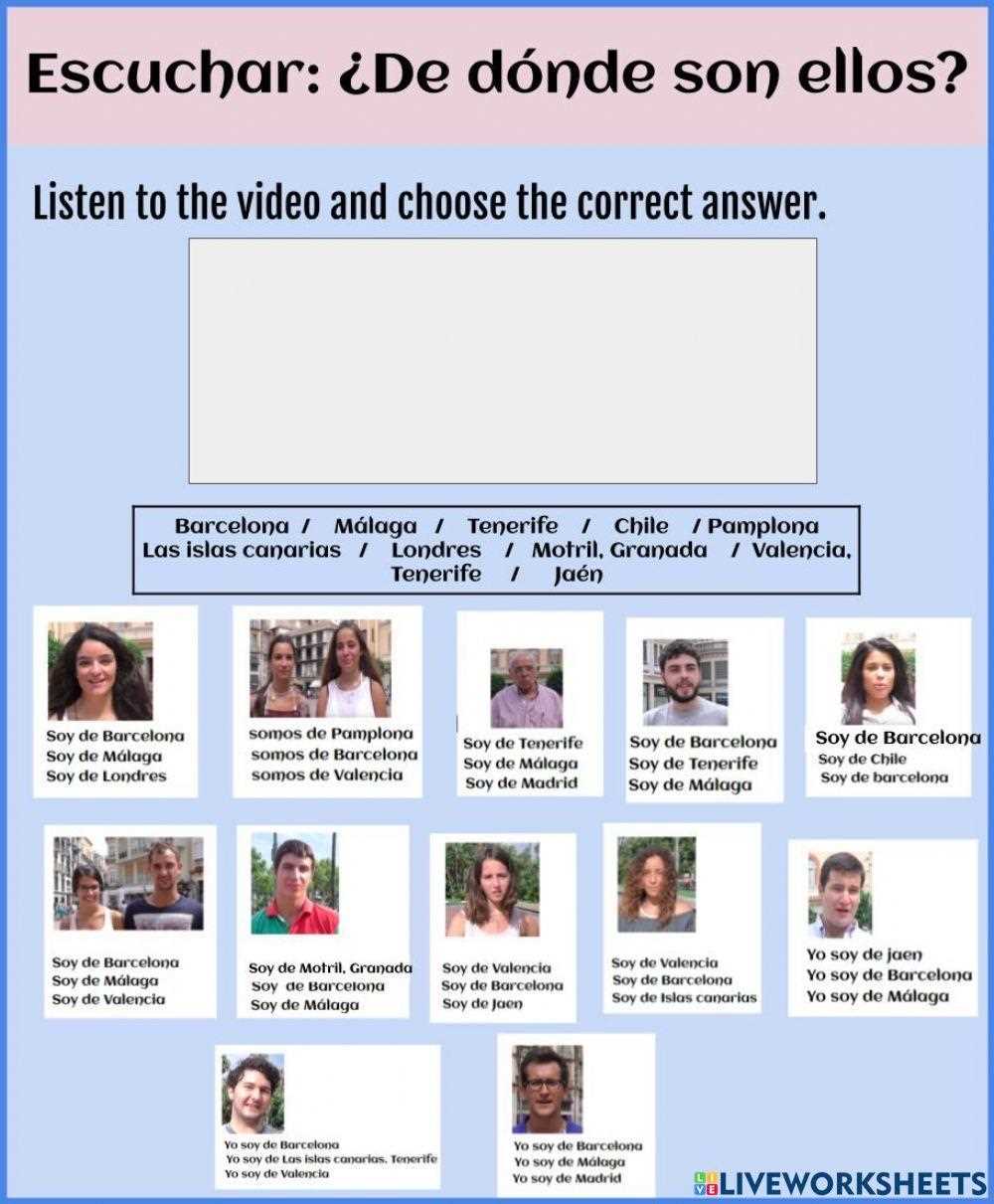 de donde eres worksheet answer key