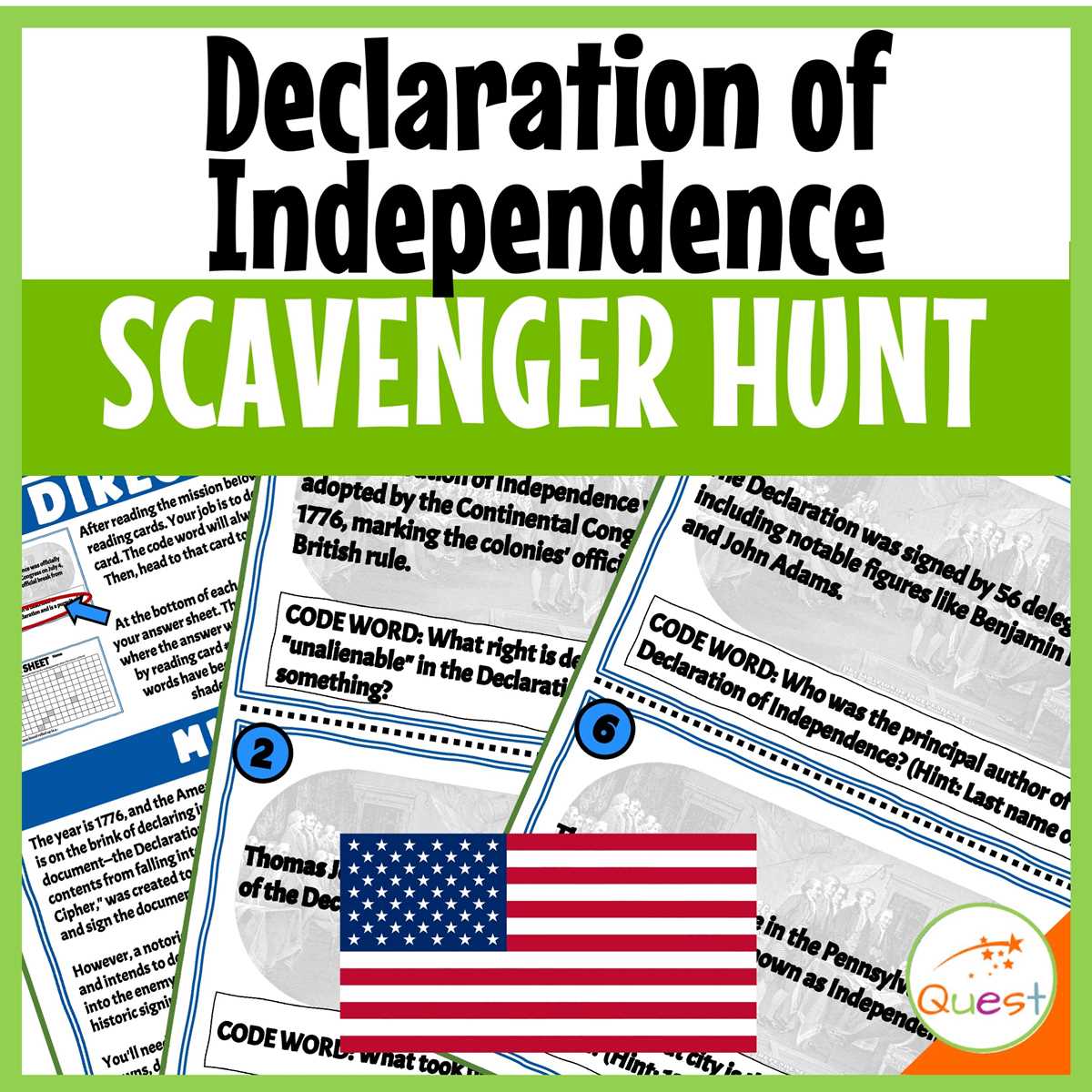 declaration of independence scavenger hunt answer key