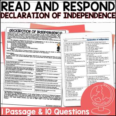 declaration of independence scavenger hunt answer key