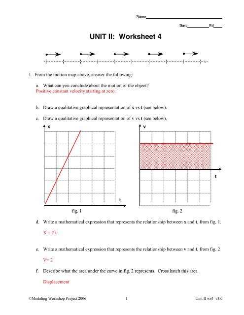 describing motion worksheet answer key