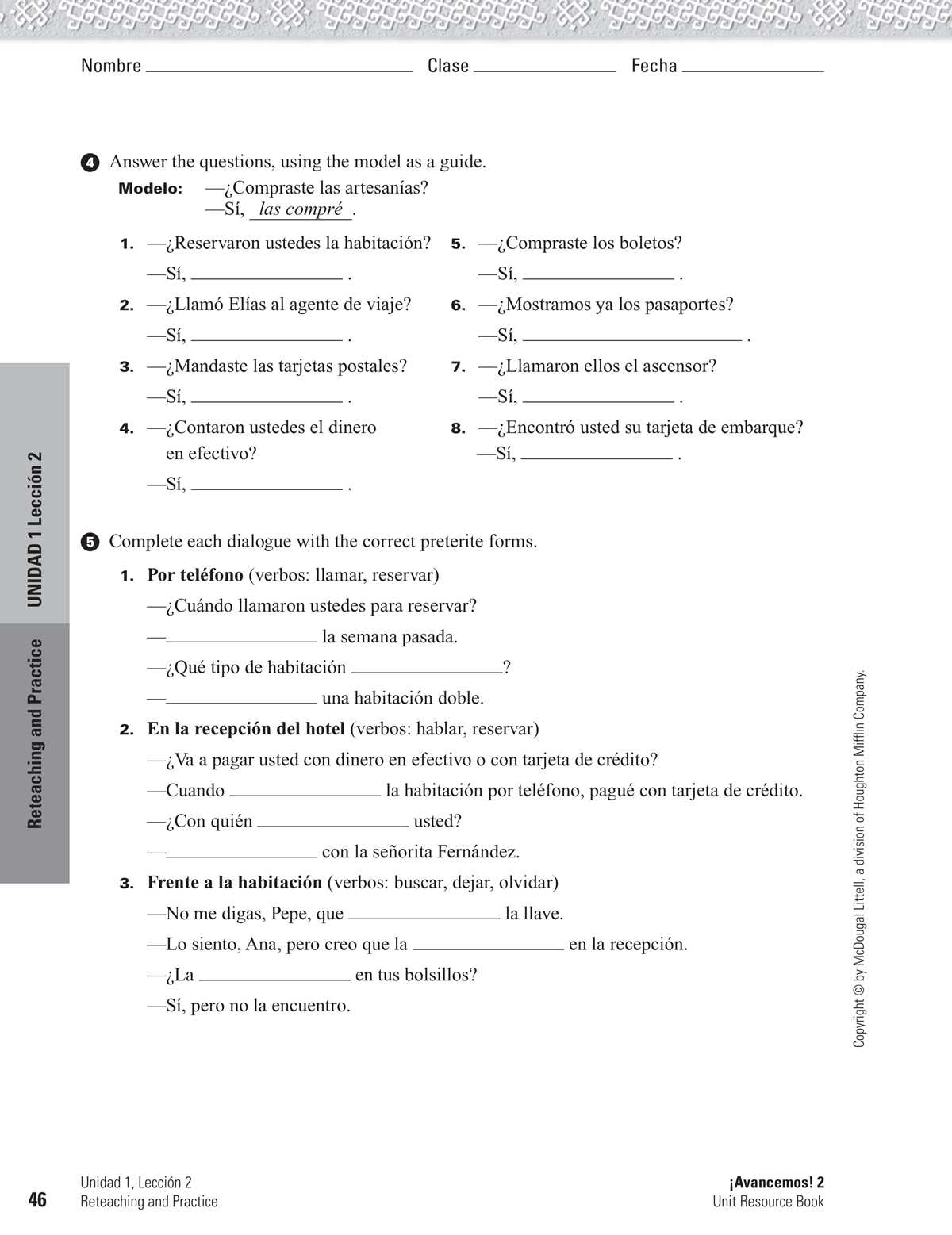 did you get it answer key avancemos 2
