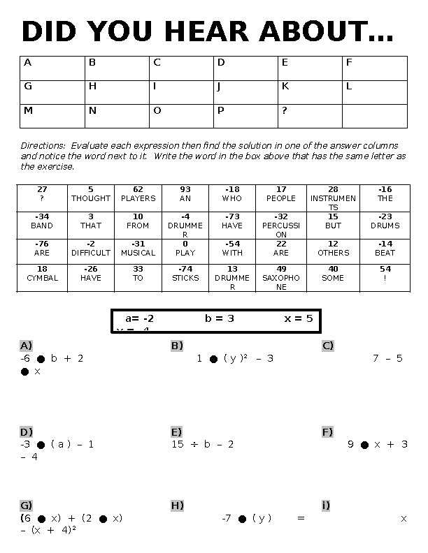 did you hear about worksheet answer key