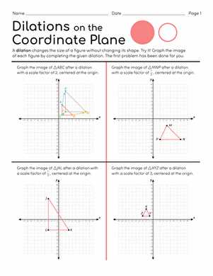 dilations on the coordinate plane answer key