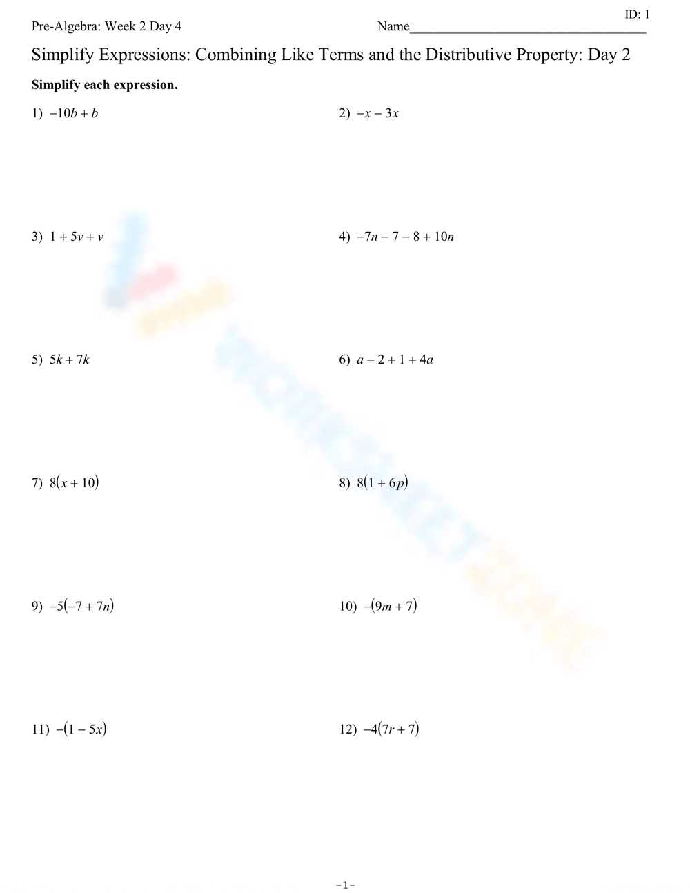 distribute and combine like terms maze answer key