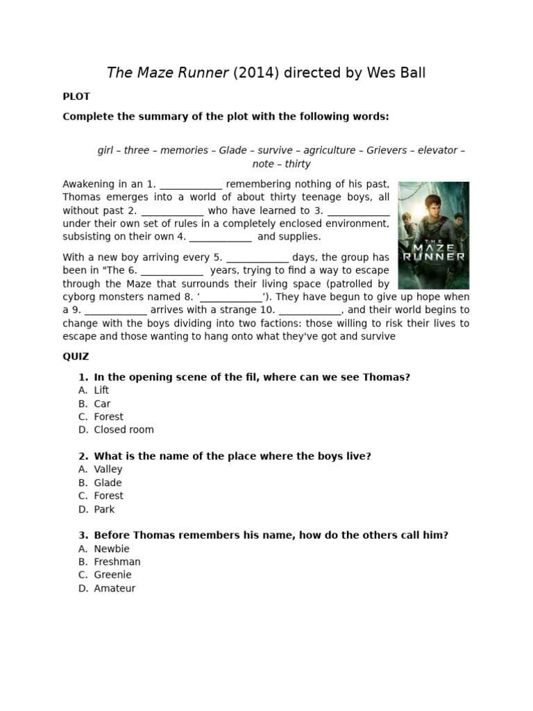 the maze runner survival guide answer key