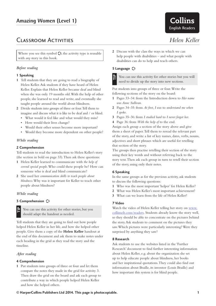 helen keller answer key
