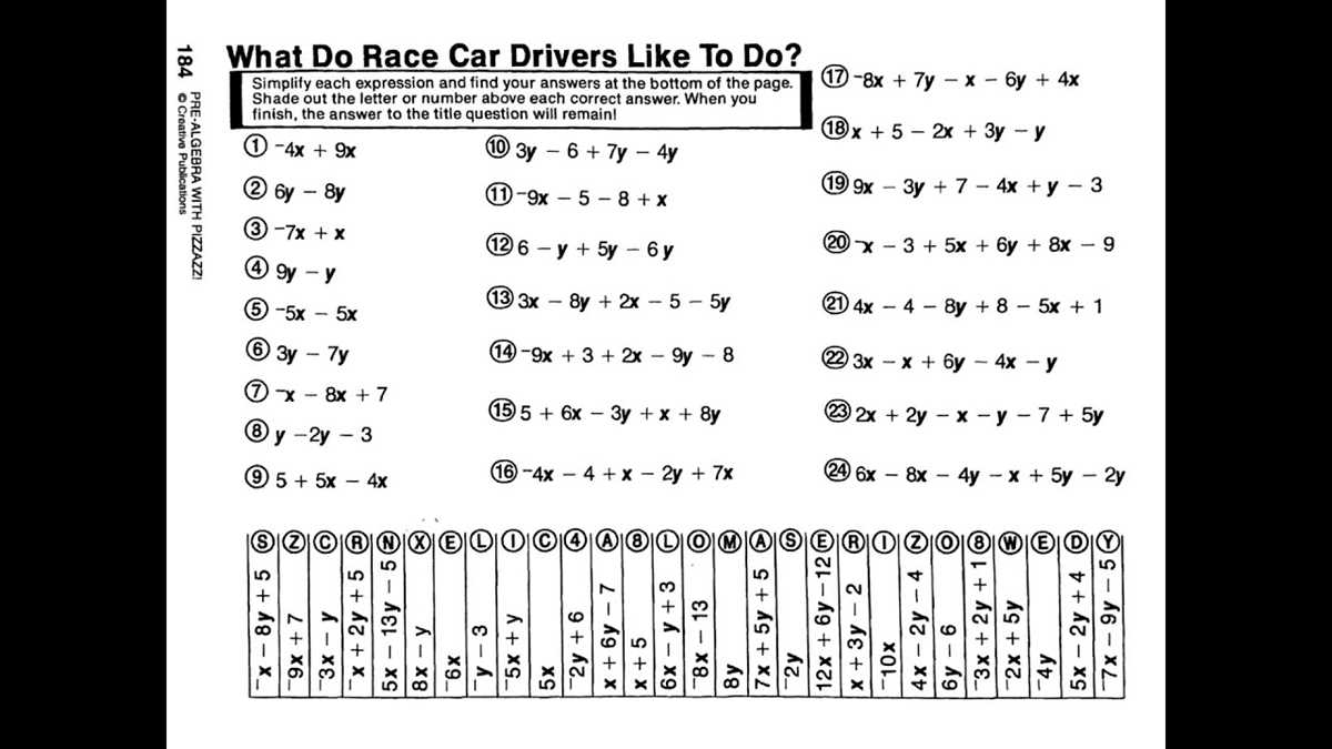 pre algebra with pizzazz 184 answer key