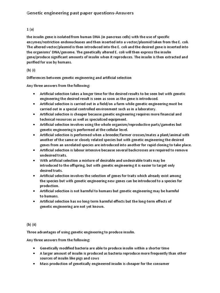biology section 9.3 genetic engineering study guide answer key