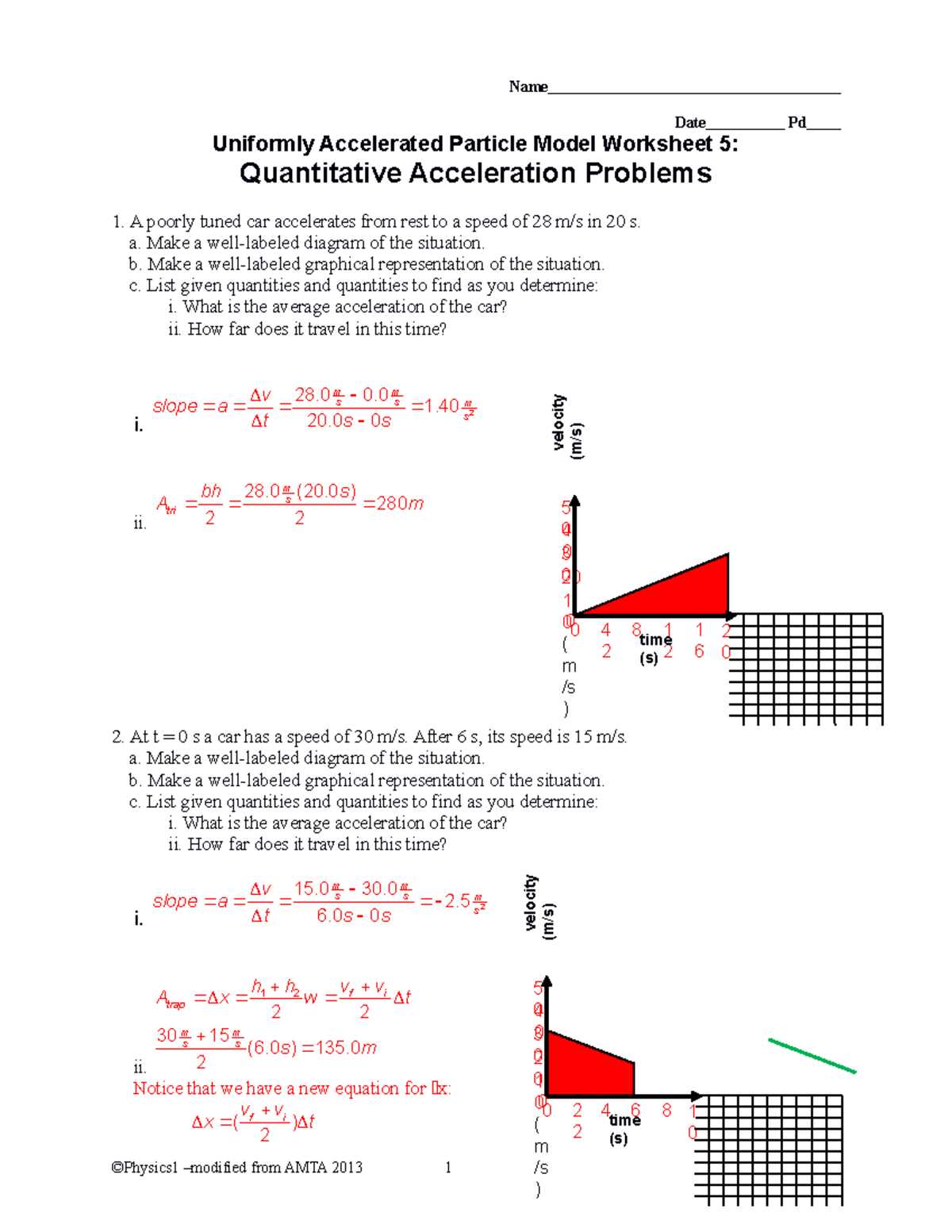 acceleration answer key