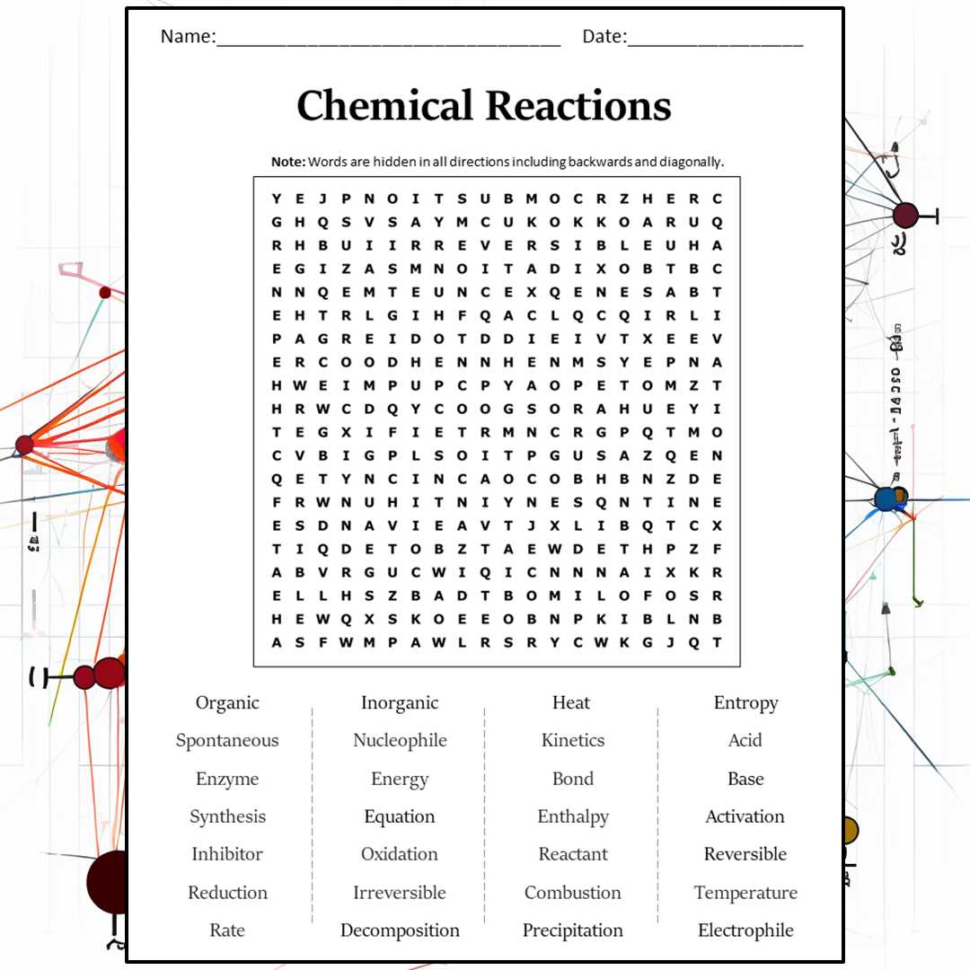 chemical reactions vocabulary answer key