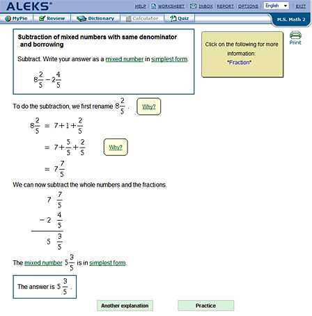 aleks math pie answer key