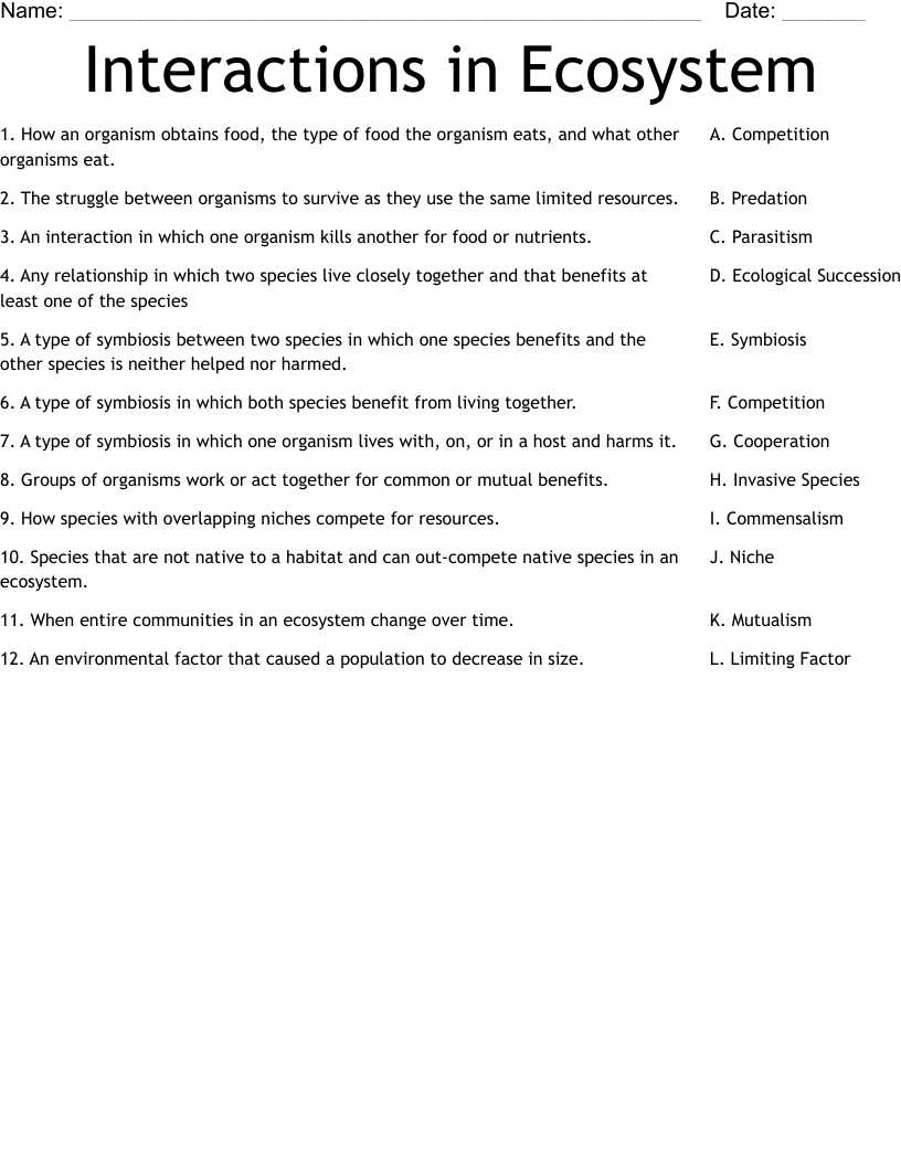 ecology worksheets with answer key