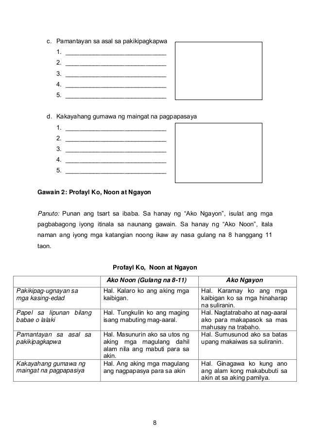 edukasyon sa pagpapakatao grade 7 module answer key