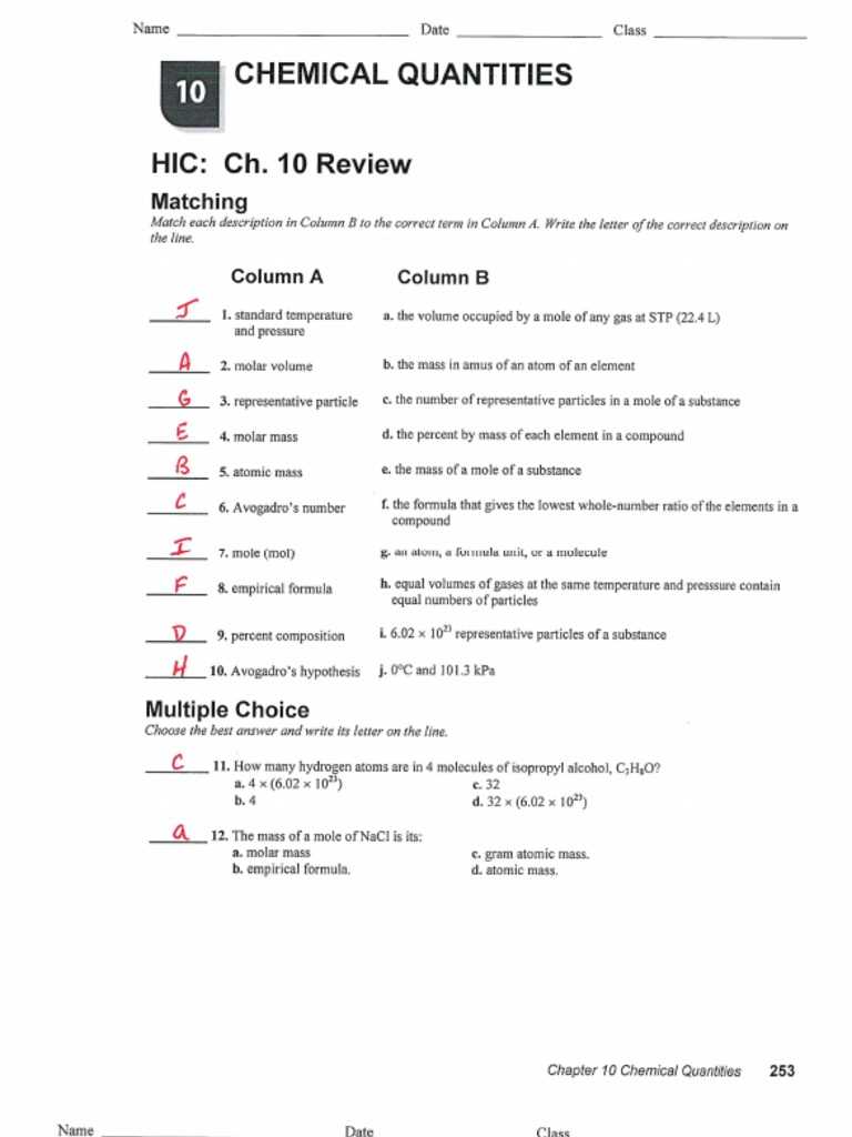 msrazz chem class answer key chemical quantities