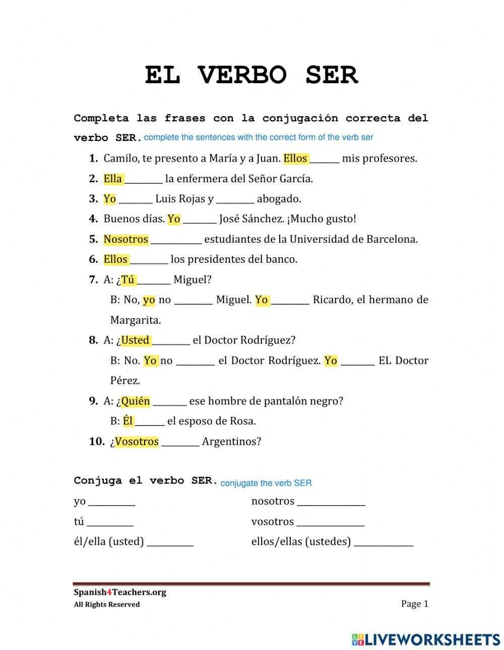 el verbo exacto answer key