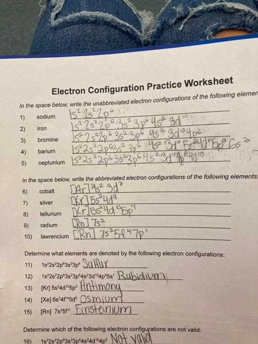 electron configuration worksheet write the complete ground state answer key