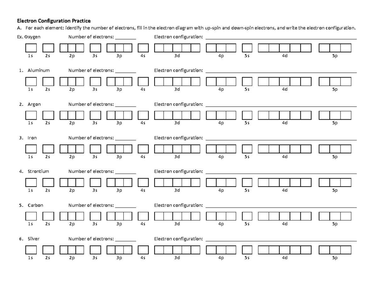 electron orbital activity answer key