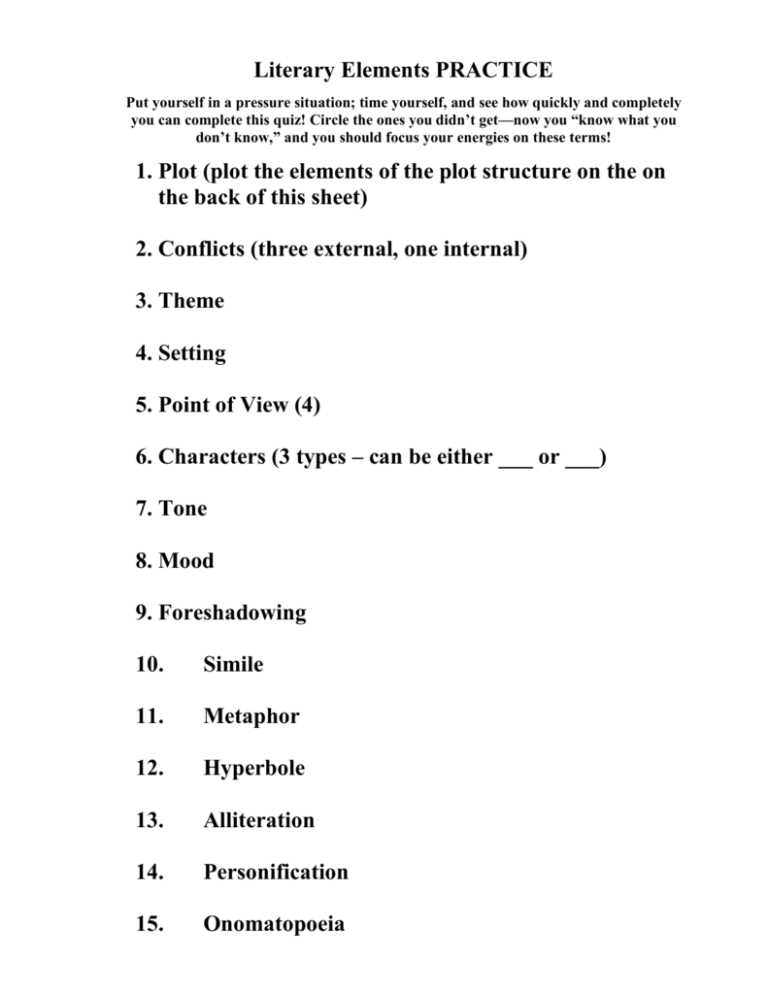 elements of literature language handbook worksheets answer key