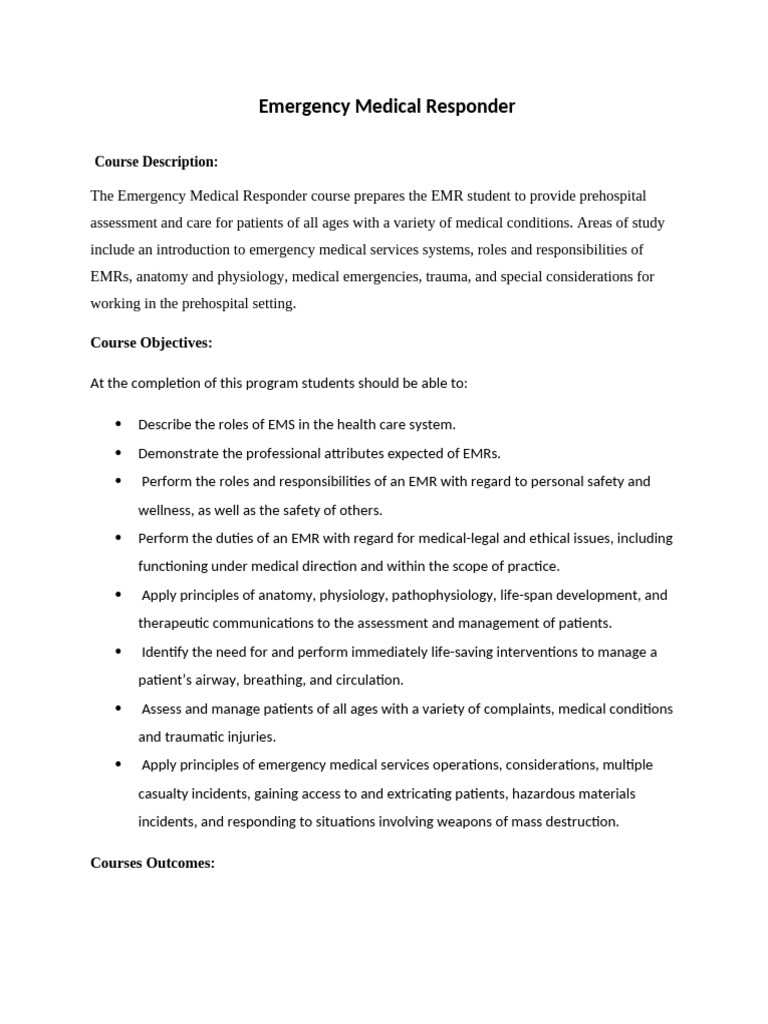 emr workbook answer key
