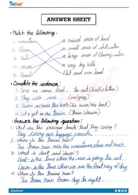 english worksheets with answer key
