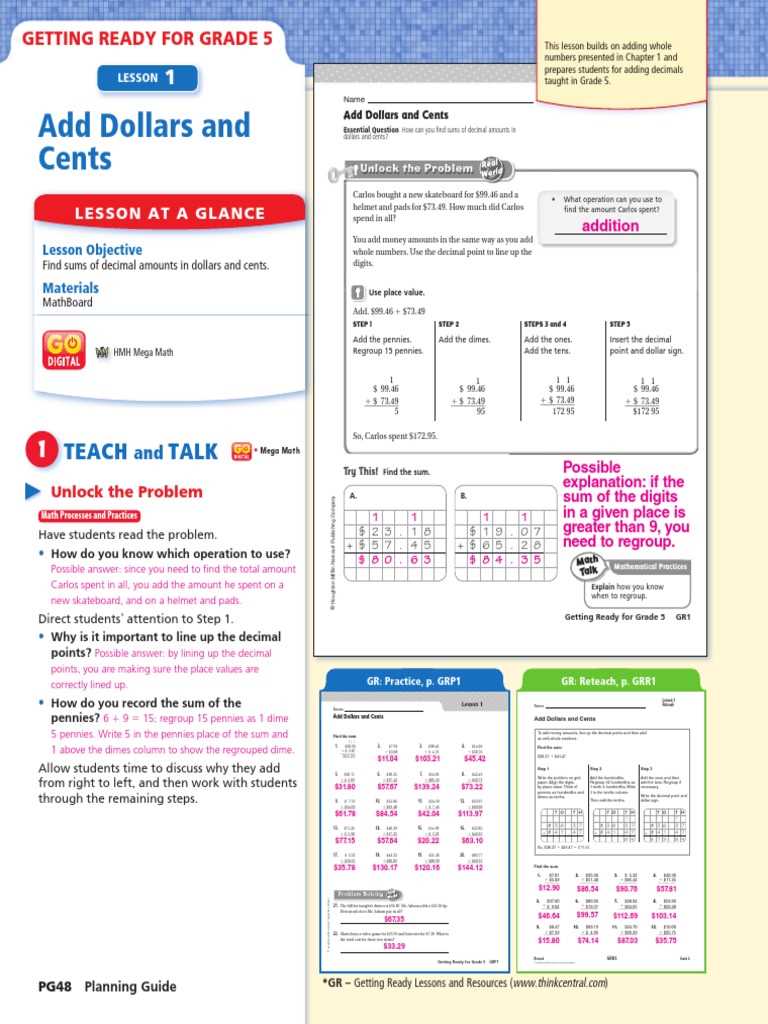 5th grade week 3 math daily review answer key