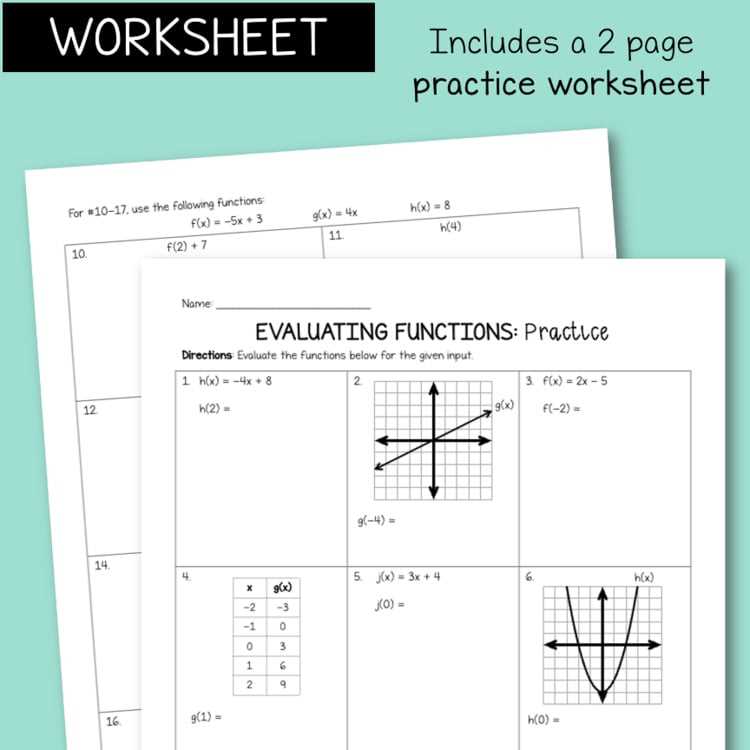 evaluating functions worksheet math 1 unit 3 answer key