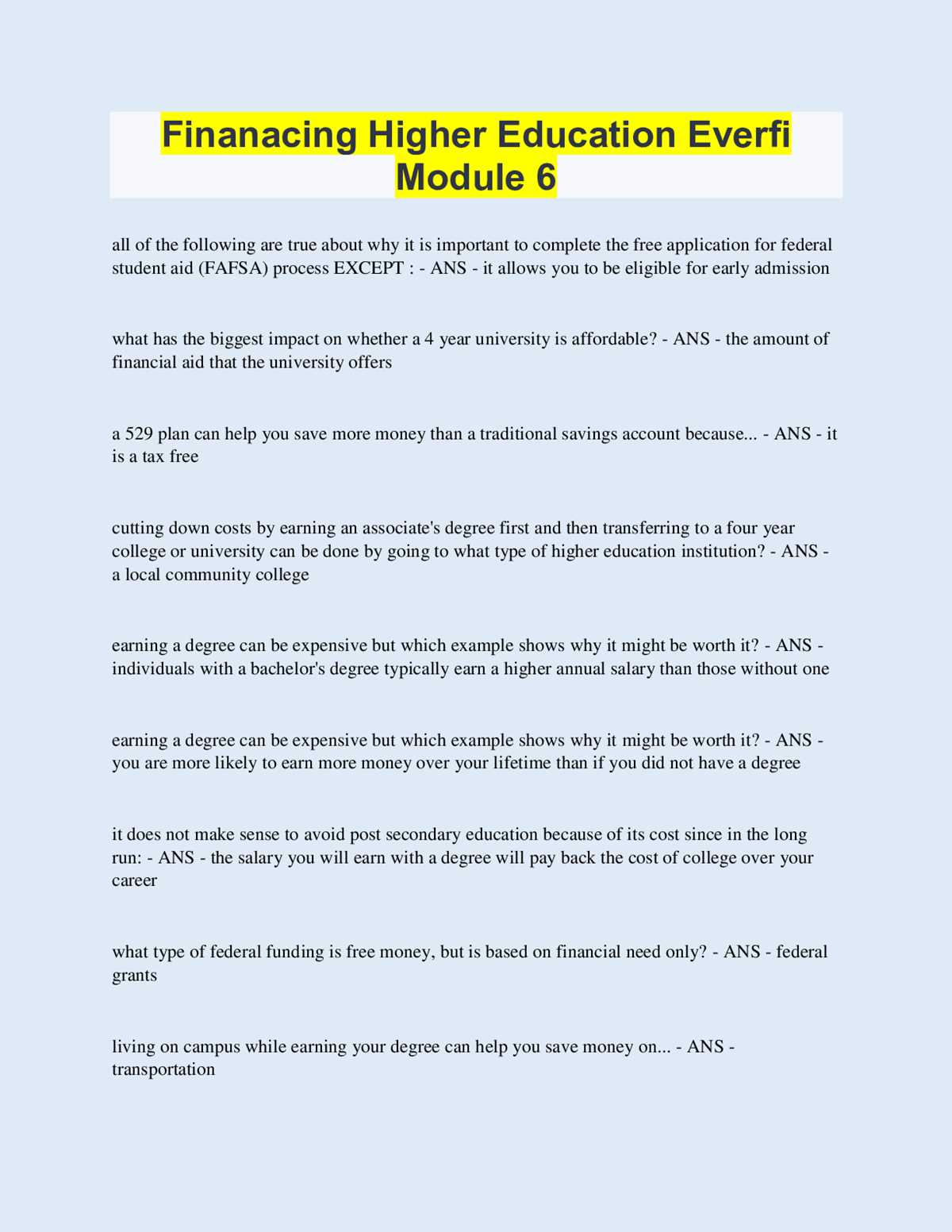 everfi answer key module 6