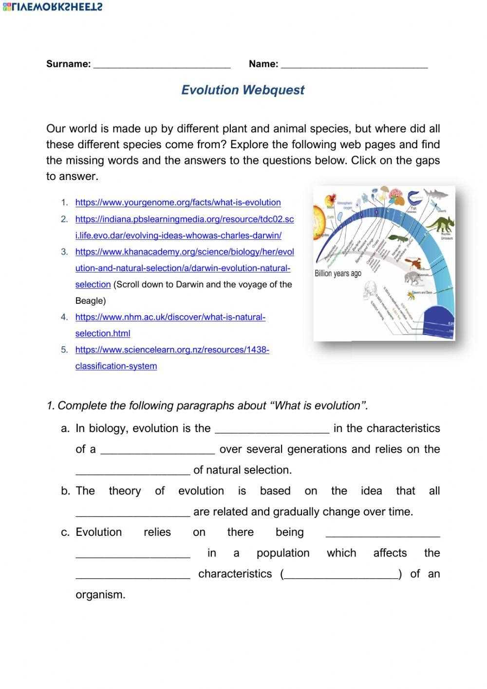 evidence for evolution webquest answer key