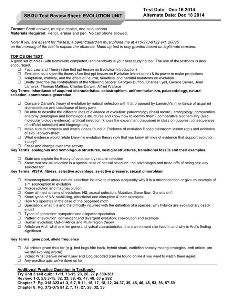 evolution ppt questions answer key