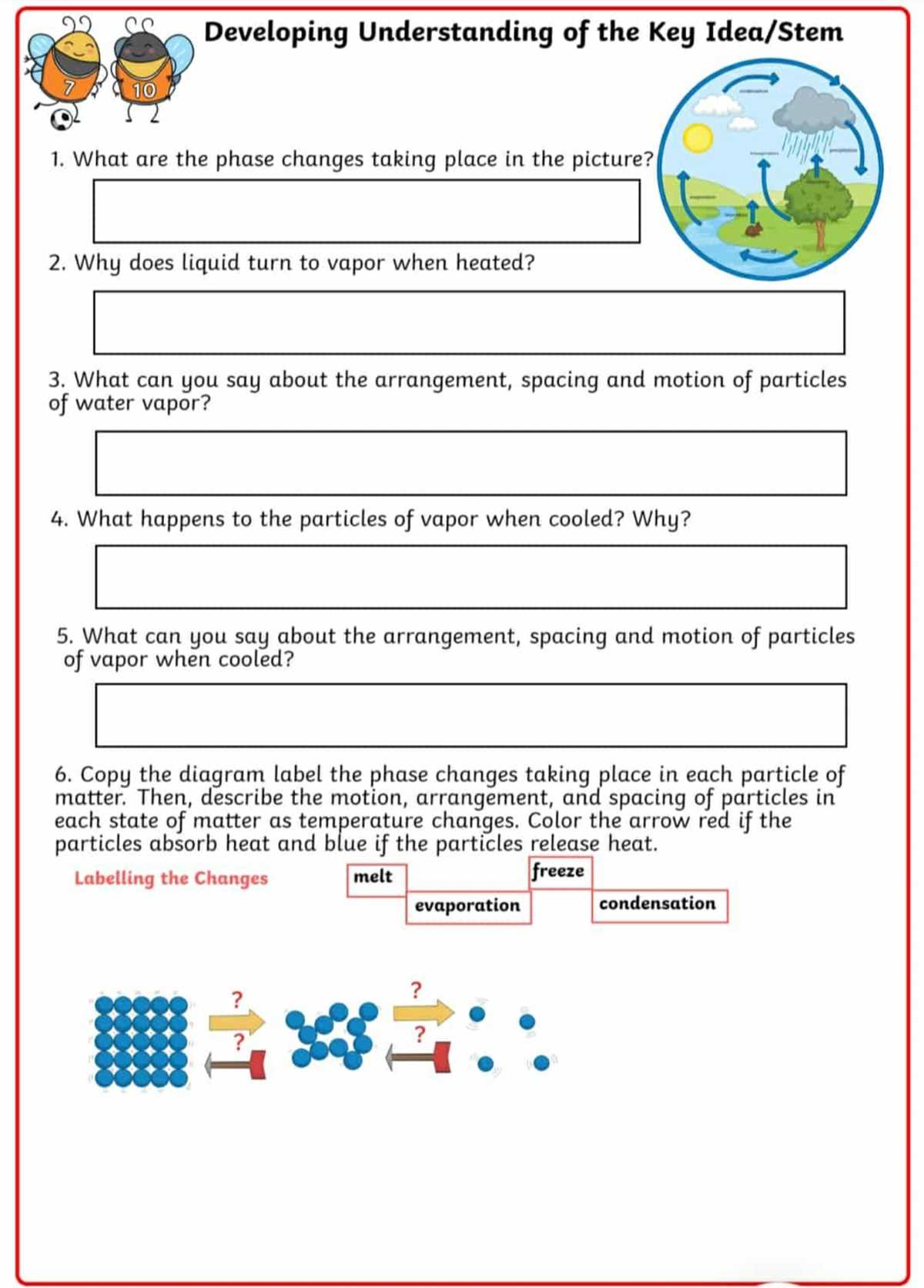 particle motion and phase changes answer key
